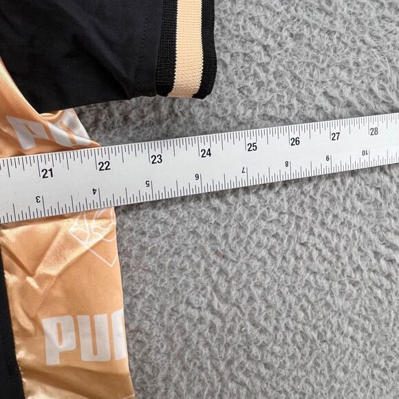 Puma Windbreaker Jacket Men's Medium Black Zip Pink Dolphin Hooded Short Sleeve - Picture 4 of 12